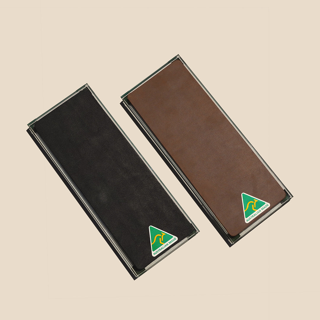 Premium Glass Single Sided Strop Black Leather Made in Australia Sydney Strop Co.